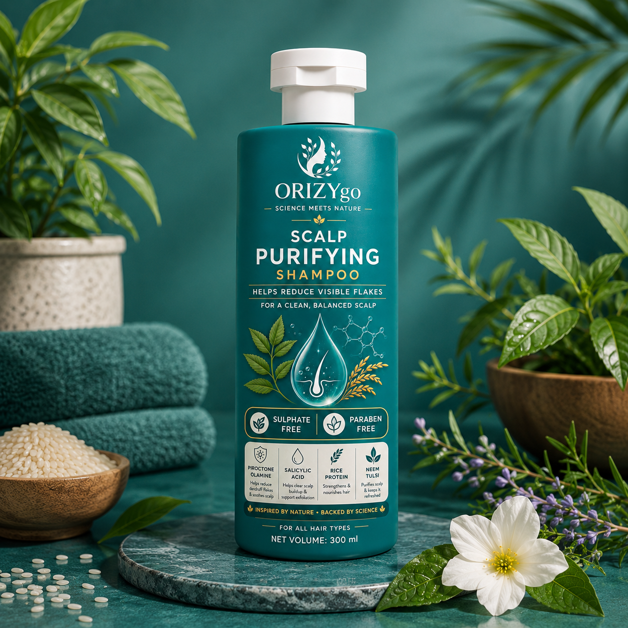 ORIZYgo Scalp Purifying Shampoo | Deep Cleansing Scalp Care | Reduce Flakes, Controls Itchiness & Excess Oil